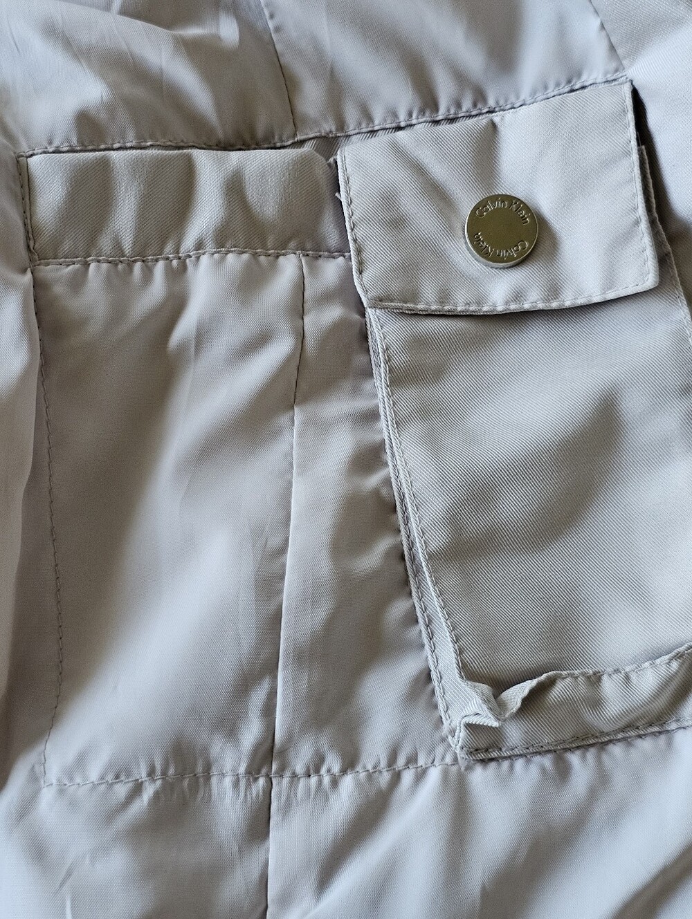 Calvin Klein Duck Down Puffer Jacket XS Ivory Genuine Raccoon Fur Trim EUC - Picture 9 of 12